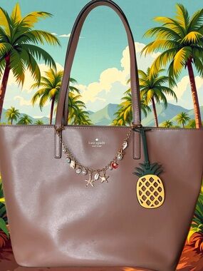 Kate Spade Marlee Tan Leather Pineapple Tote